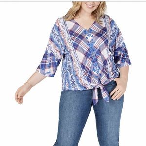 Style & co Women plus button up front tie top /Firm price